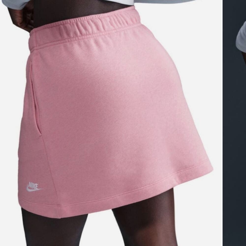 Nike Women's sportswear Club Fleece Skirt Mini Skirt in Soft Pink NWT - Picture 2 of 13